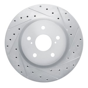 Lexus UX250h Brake Rotor (1) - Front Right - R1 Concepts - Drilled & Slotted - Silver - `18-`25